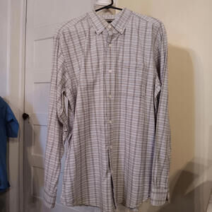 Massive Revolution Blue BrownPlaid Pattern Long Sleeve Button Up Shirt Mens L